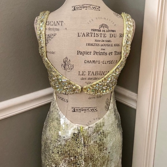 NEW CLARISSE SZ 6 LIMEADE ICE SEQUIN BEADED FORMAL EVENING GOWN - Picture 7 of 15